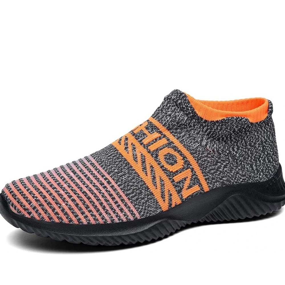 Men's Slip-Ons Sock Walking Shoes Mesh Breathable Slip On Orange Size 12
